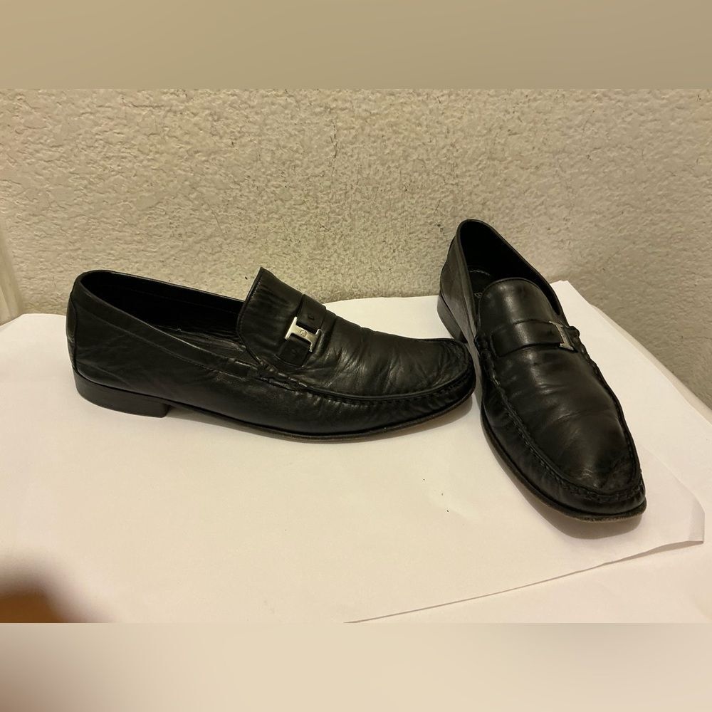 Broletto  Dress Shoes  Flat Made In Italy Mens 11.5 M  Black Leather Slip-On